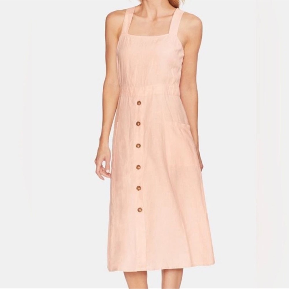 Vince Camuto Elegant Peach Pink Button-Down Dress